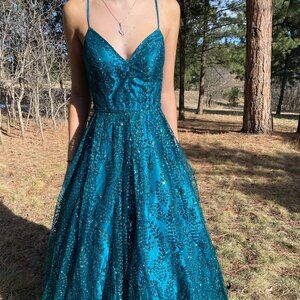 Teal Sparkly Prom Dress